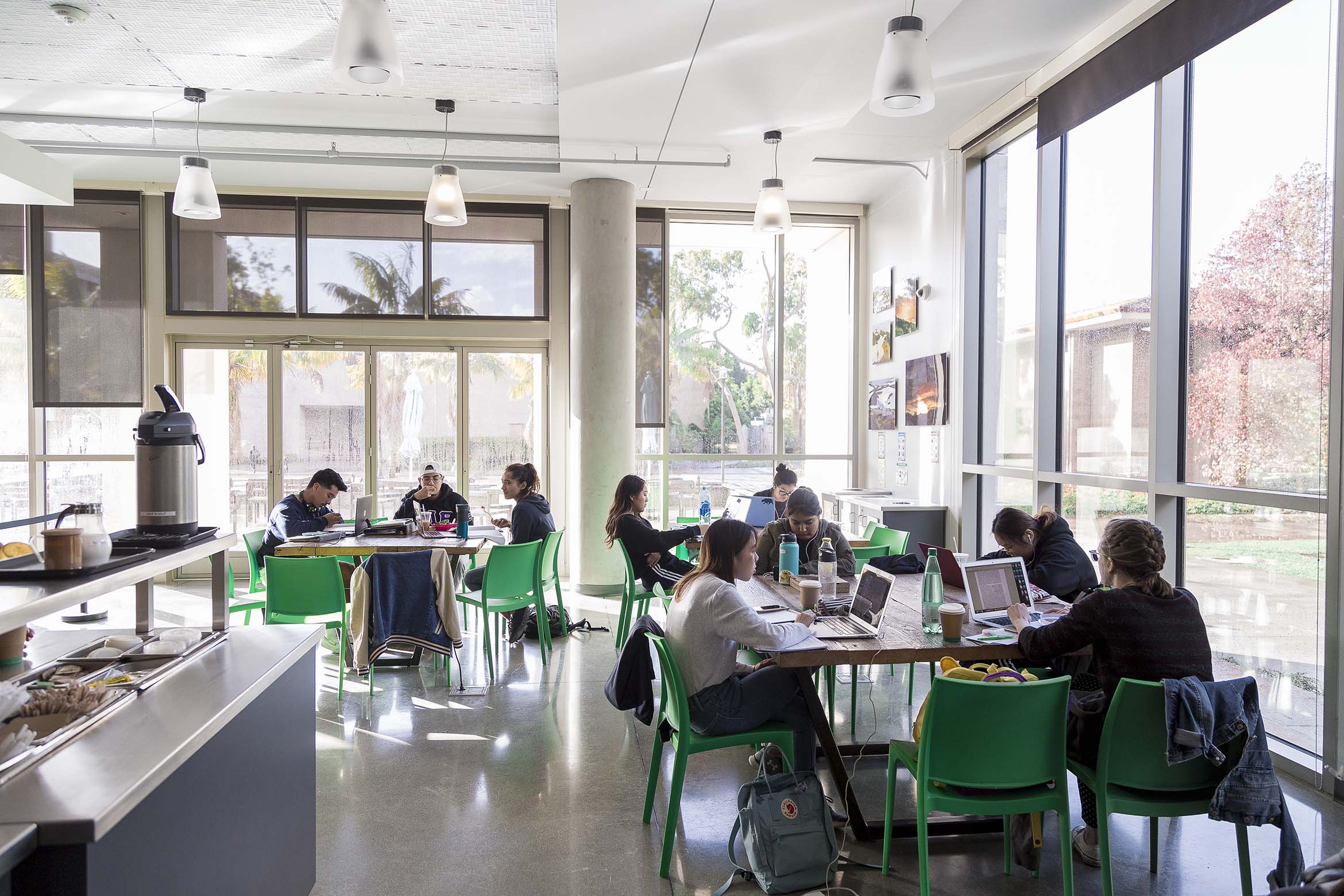 Students studying at Summit Cafe on campus