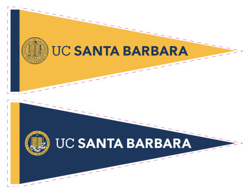 This is an digital preview of UCSB pennants. The pennants are branded in official uCSB colors.