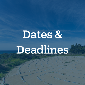 This is a photo thumbnail of the outdoor UCSB Labyrinth with the description, "Dates & Deadlines."